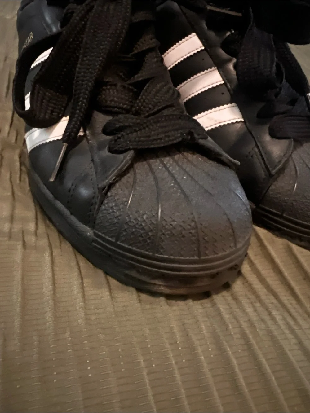adidas men’s Superstar Sneakers - Black with White Stripes